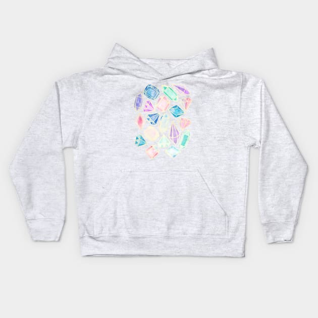 Watercolor Gems Kids Hoodie by tangerinetane